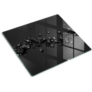 Tulup Glasplatte 60x52 cm 3D , Schwarz , Glas , 60x0.4x52 cm , Küchen, Küchenelektrogeräte, Herde, Herdabdeckplatten