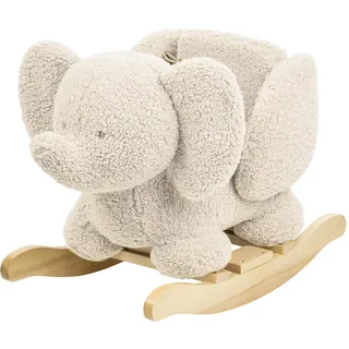 Nattou Schaukeltier aus weichem Teddy-Stoff, Schaukeltier Elefant, Inkl. Sicherheitsgurt, Fröhliches Hin- und Herschaukeln, Ca. 60 cm, Lapidou, Polyester/Holz, Ecru