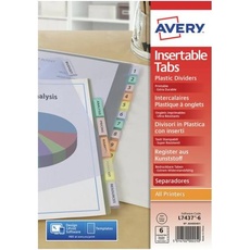 Bild Avery, Intercalaires à onglets, 6 touches, PP, transparent dimensions: A4, couleur touches assorti, 180 mic