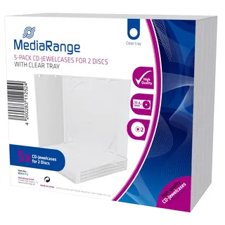 MediaRange 2er CD-/DVD-Hüllen Jewel Cases transparent, 5 St.