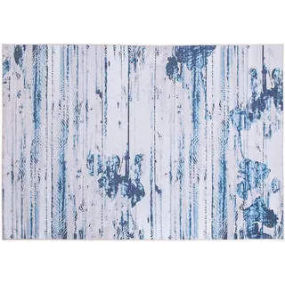 Beliani Kurzflor-Teppich Burdur 230/160 cm , Blau , Kunststoff , Gestreift , Rechteckig , 160x230 cm , Teppiche und Böden, Teppiche, Orientteppiche