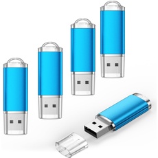 USB-Stick 64 GB 5 Stück Bulk Flash Drives – Metall Mini USB 2.0 Speicherstick – tragbarer blauer Stift Drive Wert Datenspeicherung Bild Video Datei Musik Geschenk für Familie von Datarm