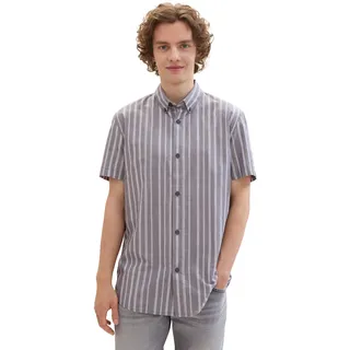 TOM TAILOR Denim Kurzarmhemd mit Streifenmuster, grau