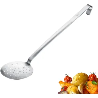Westmark Schaumlöffel Pro – Edelstahl Schöpflöffel mit Aufhängehaken – Perfekte Schöpfkelle für Abschöpfen, Frittieren & Profiküche – Silber, Ø 10 cm