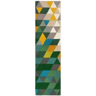 Wollteppich , Grün, Multicolor , Textil , Struktur , rechteckig , 230x60 cm , Reach , für Fußbodenheizung geeignet, in verschiedenen Größen erhältlich , Teppiche und Böden, Teppiche, Schafwollteppiche