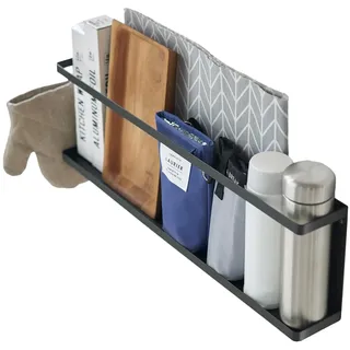 Yamazaki 5477 TOWER Wandregal, schwarz, Stahl, Minimalistisches Design, 60 x 8,5 x 18 cm (LxBxH)