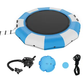 Vevor Aufblasbarer Wassertrampolin mit Leiter, Wasserdichte, Abriebfeste, Wassertrampoline 3,96 m Großen Sprungfläche, Sprungplattform-Wasserpark Pool Trampolin, Blau + Weiß 226 kg Tragfähigkeit