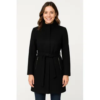 Vero Moda Kurzmantel "VMBLASSJESSY AW WOOL JACKET GA LCS" mit Wollanteil und Lederimitat Details, schwarz