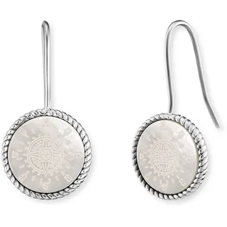 Engelsrufer Windrose Ornament", bunt (silberfarben, weiß), Ohrringe, Damen, Ohrhänger aus Sterling Silber mit Perlmutt (synth.)