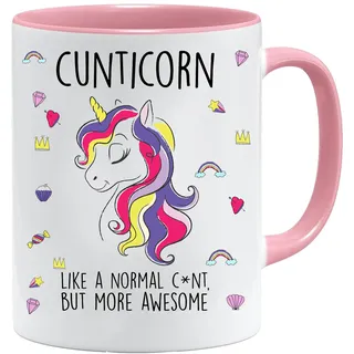 Cunticorn Tasse C*nt Einhorn Freund Lustige Tasse Geschenk & Geschenkbox Set Sarkasmus Tasse Einhorn Muttertag Tasse Geschenke Arbeitstasse (Rosa), 11oz, keramik