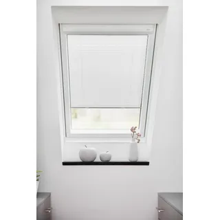 Dachfensterplissee LICHTBLICK ORIGINAL "Haftfix" Gr. 1, weiß (weiß, weiß), B:36,3cm H:60cm, Obermaterial: 100% Polyester, Plissees, Dachfensterplissee, Crush-Optik, mit Saugnapf