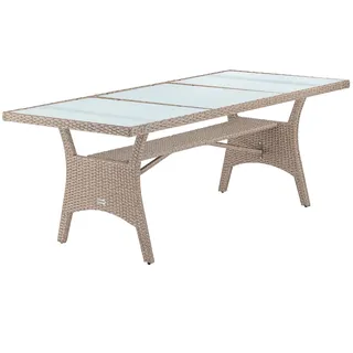 CASARIA Polyrattan Gartentisch 190 x 90 x 74 cm Creme