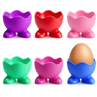 Fonyet Lustig Eierbecher Set 6 Stück Ostern Eierbecher für Kinder, Silikon Eierbecher in 6 kräftigen Farben Spülmaschinengeeignet, Osterdekoration
