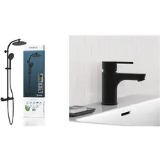 SCHÜTTE MADURA Duschsystem mit Thermostat, Duschset Regendusche & 44106 DENVER Waschtischarmatur, Mischbatterie mit Pop-Up Ventil