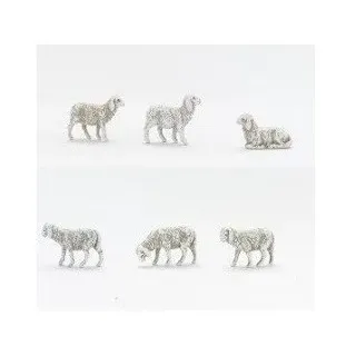 Schaf Für Krippe IN Miniatur 6 Fächer 3,5CM Harz Statuetten Figuren P