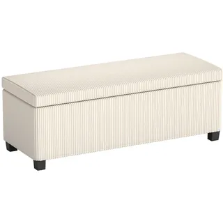 Homcom Truhenbank mit Cord-Optik, Stahlbeine, Beige , Metall , 42x40x112 cm , Esszimmer, Bänke, Sitzbänke