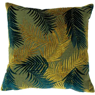 Paoletti Palm Grove Kissen mit Federfüllung, Gold/Petrol, 50 x 50cm