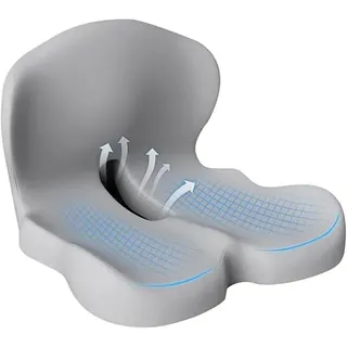 HoldOneLight Orthopädisches Sitzkissen mit Rückenlehne[Seitliche Unterstützung & Komfort] Sitzkissen für Bürostuhl & Auto - Ergonomisch, Sitzpolster, Steißbeinkissen (Komfortstil – Light Grey)
