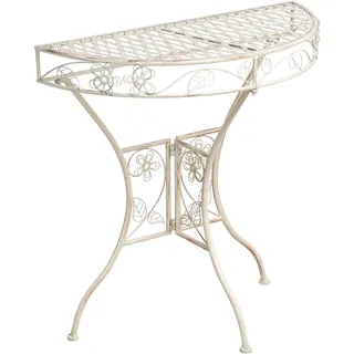 BELIANI Balkontisch Hellbeige Eisen 80x36 cm Halbrund Französisch Romantisch Metalltisch Gartentisch für 2 Personen Outdoor Terrasse Ausstattung Möbel - Beige