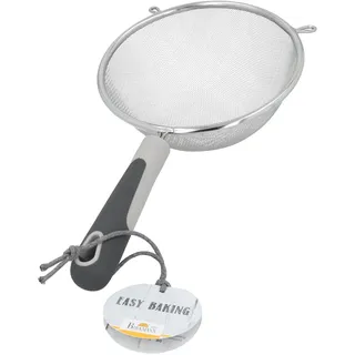 Birkmann, Easy Baking, Küchensieb zum Backen und Kochen, feinmaschiges Sieb mit Auflegeösen, Edelstahl mit grauem Kunststoffgriff, spülmaschinengeeignet, 16 cm lang, Ø 6 cm, 422681