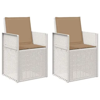vidaXL Garten Esszimmerstühle 2 pcs Weiß und Taupe PP - Weiß