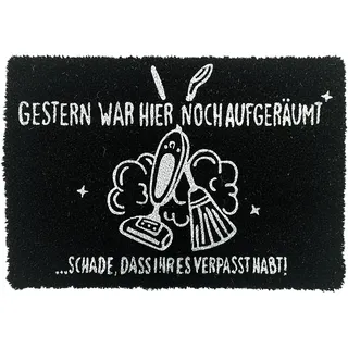 Relaxdays Fußmatte Kokos 60x40cm, Türvorleger Spruch, rutschfest, wetterfest, Fußabstreifer innen & außen, schwarz