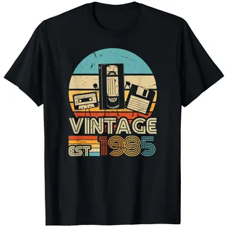 1985 Vintage Geburtstag Retro Vintage Männer Frauen Geschenk T-Shirt, Herren, Schwarz, M