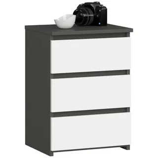 home collective Kommode mit 3 Schubladen Kommode Organizer Kommode mit Schubladen 40 cm breit 57 cm hoch | graphit-weiß Holz Highboard Sideboard Schrank schmal
