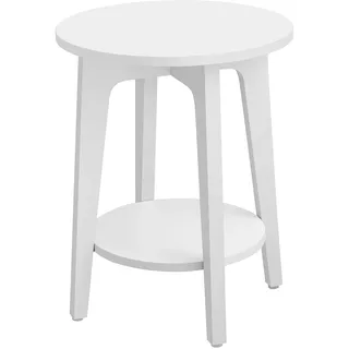 VASAGLE Beistelltisch, Sofatisch, Kleiner runder Tisch für Wohnzimmer, Nachttische für kleine Räume mit unterem Ablage, moderner Stil, weiß LET283T14