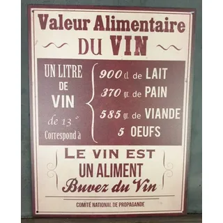 Antic Line Metallschild für Lebensmittel/Wein, 33 x 25 cm