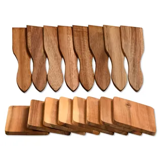 Kesper 28968 + 28958 | Raclette - Spachtel und Brettchen je im 8er Set aus Akazienholz | Racletteschieber/Racletteschaber/Raclettespachtel