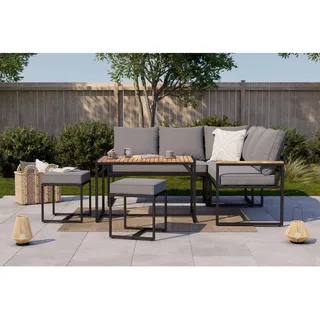Ambia Garden Dining-Loungeset , Grau , Metall, Kunststoff, Textil , Füllung: Polyester,Polyester,Polyester , rostfrei , Gartenmöbel, Gartengarnituren, Gartenmöbel-Sets