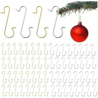 TK Gruppe Timo Klingler 100x Haken Weihnachtsbaum Baumhaken Gold & Silber Aufhänger Kugelaufhänger für Christbaumkugel, Weihnachtskugeln, Aufhänger in S Form für Weihnachten