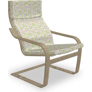 ABAKUHAUS Shabby Flora Poäng Sessel Polster, Frühlings-Yard-Pastell, Sitzkissen mit Stuhlkissen mit Hakenschlaufe und Reißverschluss, Hellrosa Blassgrün