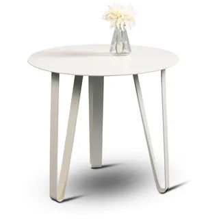 M2 Kollektion Emil 2 – Couchtisch/Beistelltisch (Ø 50 cm, H 45cm) | Metall cremeweiß