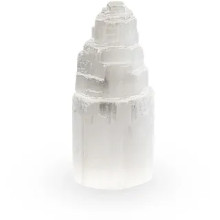 NKlaus Selenit Kristall-Turm 10 cm – Handgefertigter Energie-Turm aus Heilstein für Meditation, Reiki & Schutz, ideal zur Raumharmonisierung & spirituellen Reinigung