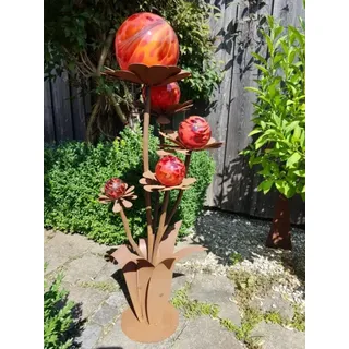 Edelrost Glasblume Blumenzauber, 120cm rot - Rot