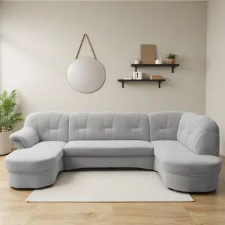 DOMO collection Wohnlandschaft Polyester U-Form 3-Sitzer Silber