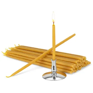 NKlaus - 100% Bienenwachskerzen Set mit Kerzenhalter Spitzkerzen L 22cm Handarbeit 40074
