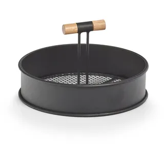 Zeller Tablett ZELLER PRESENT, schwarz, H:11,6cm Ø:20cm, Holz, Metall, Tabletts, Ø 20 cm