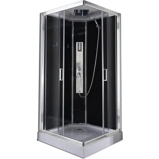 SANOTECHNIK Trend 2 Komplettdusche mit Schiebetür 90 x 210 cm schwarz/Echtglas