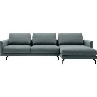 Creation BY ROLF BENZ Ecksofa "CR.414, Designecksofa, Polsterecke, Breite 300cm, L-Form" wahlweise aus feinstem Rindsleder oder hochwertigem Chenille, wasserblau, steingrau