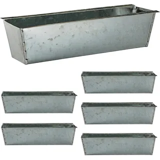 Cepewa Pflanzkasten 6er Set | für Europaletten Paletten Balkonkästen Pflanzregale | 38x13x9cm Stahlblech verzinkt Silber | Pflanzgefäß für Blumen Kräuter Pflanzen