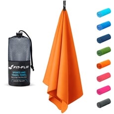 Fit-Flip Microfaser Handtücher - kompakt und leicht - Mikrofaser Handtuch schnelltrocknend - als Reisehandtuch, Sporthandtuch, Strandtuch - Badetuch groß (1x 120x60cm, Orange)
