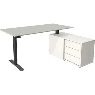 Kerkmann Schreibtisch Sitz- /Stehtisch Move 1 anthrazit mit Sideboard lichtgrau