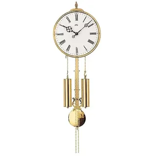 AMS 348 Wanduhr mit Pendel mechanisch golden Frontreif aus Messing Pendeluhr - Gold