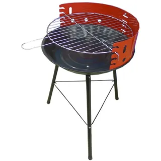Holzkohlegrill Ø36 cm mit 4-fach höhenverstellbarem Grillrost – Rundgrill aus Stahl, 51,5 cm hoch, mit Windschutz, verchromtem Rost, für Balkon, Garten & Camping, geeignet für Holzkohle & Briketts