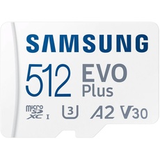 Samsung Evo Plus microSD-Speicherkarte, SDXC, U3, Klasse 10, A2, 130 MB/s mit SD-Adapter 2021 (512 GB)