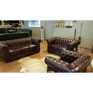 Chesterfield Sofagarnitur Sofa Couch Polster 3+2+1 Ledersofa Komplette Garnitur