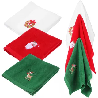 Operitacx 6 Stücke Weihnachten Handtücher, 17, 7x12, 6 Zoll Baumwolle Bestickt Handtücher Weihnachten Dekorative-Handtuch für Home Küche Bad Reinigung